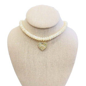 Mother of Pearl Gemstone Heart Necklace