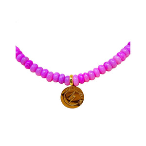 Charmed Opal Gemstone Necklace - Hot Pink/Bolt Charm