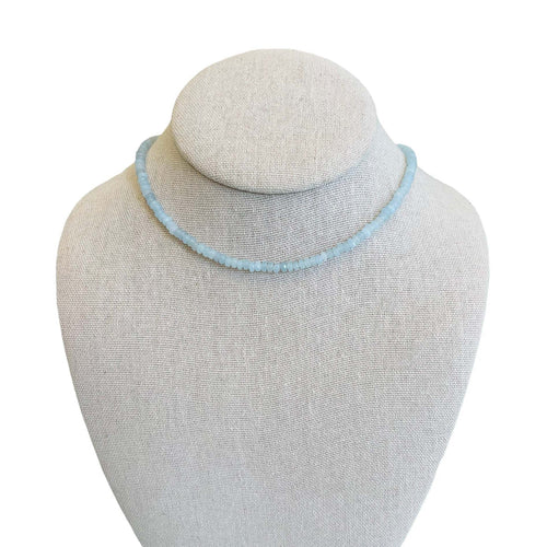 Thin Jade Gemstone Necklace - Light Blue