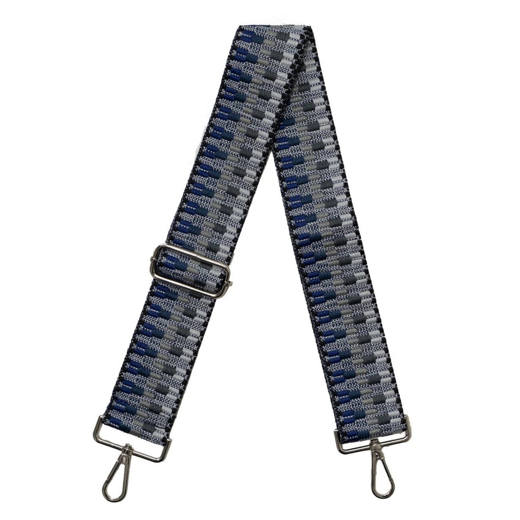 2” Blue/Black/Grey Embroidered Bag Strap