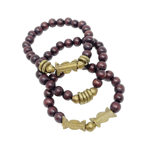 Trio Bracelet Stacks - Gold/Brown